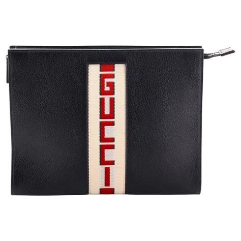 gucci stripe leather pouch|gucci tote bag with zipper.